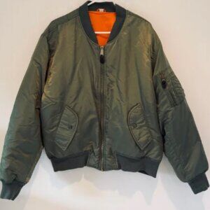MA-1 Intermediate Military Reversible Bomber Flight Jacket Green Mens Size Large
